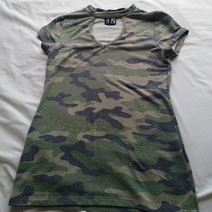 Camo cut out shirt